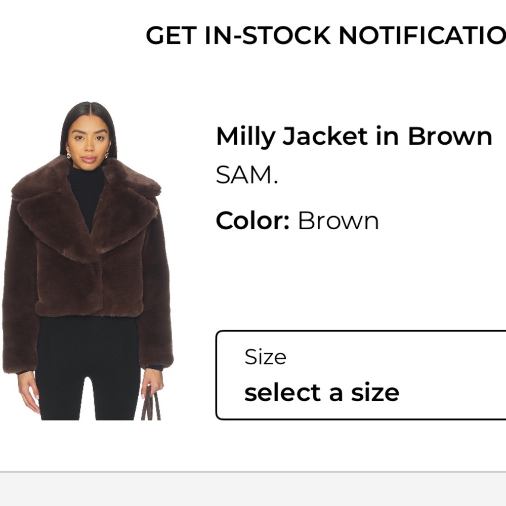SAM. Brown Cropped Teddy Faux-Fur Jacket